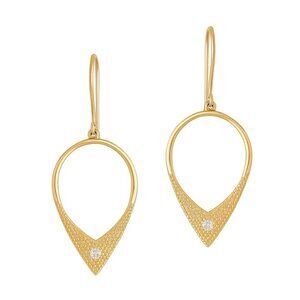 New 14K Gold Plated Drop Hoop Earrings Sterling Silver Diamond Fancy Formal